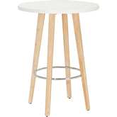 Ahoy 28" Round Counter Dining Table in White Wood & Chrome